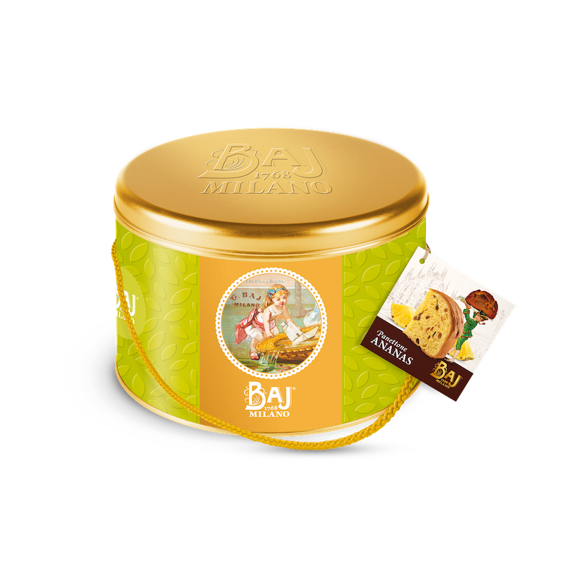 Baj panttone pineapple Ananas tin square